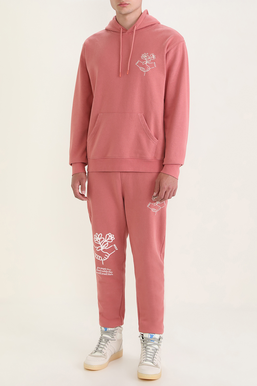 סוושטירט קפוצ'ון עם הדפס פרחים